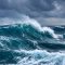 Stormy Teal Waves Under Brooding Skies